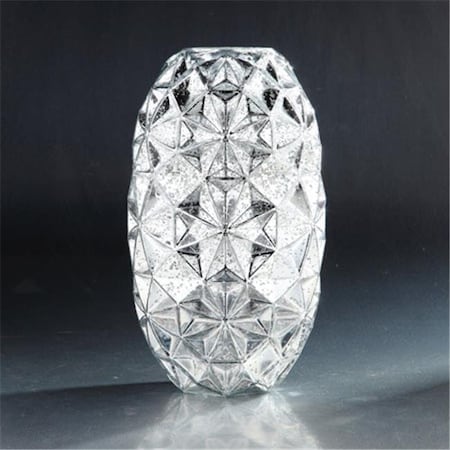 Diamond Star 57181 13.5 X 8 In. Glass Candle Holder; Silver
